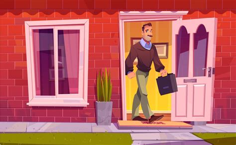 Man Leaving Home And Going To Work 14306441 Vector Art At Vecteezy