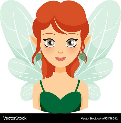 A Cute Fairy With Green Wings And Dress Royalty Free Vector