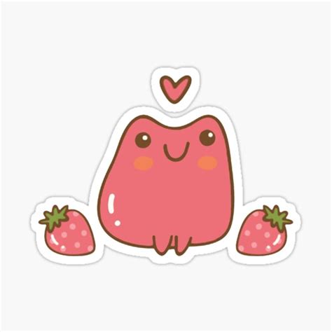 Strawberry Frog Sticker For Sale By Vushia Redbubble