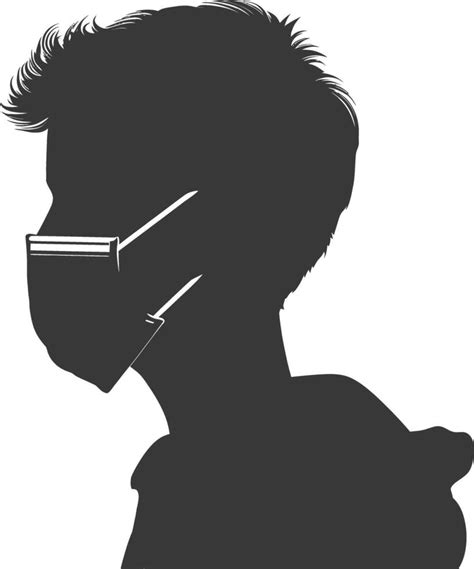 Silhouette Man Using Face Mask Black Color Only Vector Art At