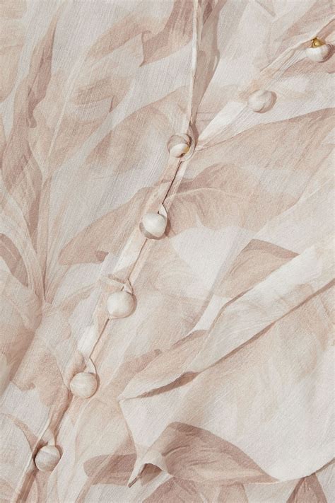 Zimmermann Super Eight Belted Pussy Bow Printed Silk Chiffon Midi Dress The Outnet