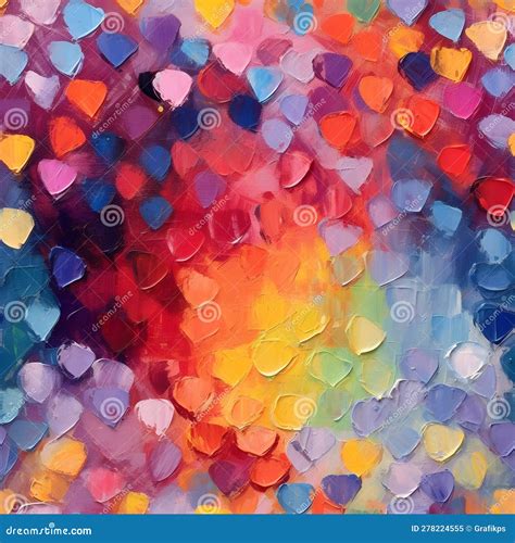 Energetic Painted Hearts In Multicolored Splendor Stock Illustration