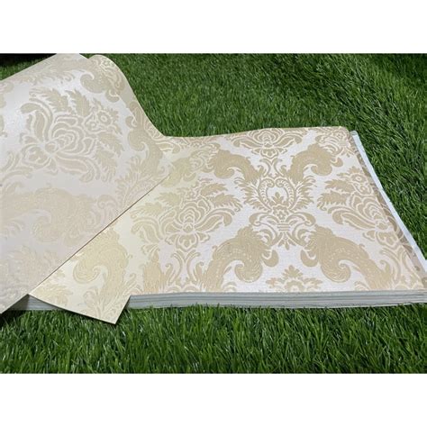 Jual Wallpaper Dinding Murah Klasik Batik Cream Nude Siluet Soft Mewah