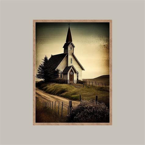 Vintage Church Painting White Church Wall Art Watercolor Church Print Farmhouse Wall Decor White ...