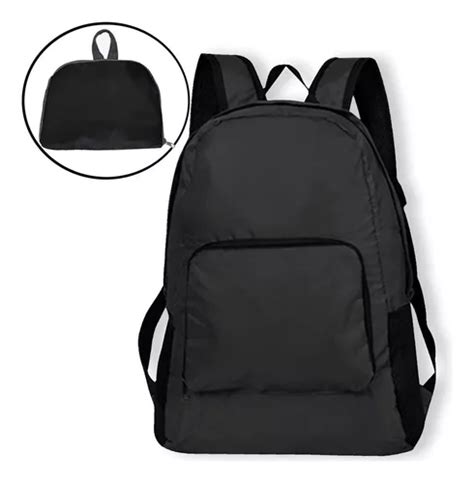 Mochila Escolar Plegable Impermeable De Nylon De Litros Color Negro