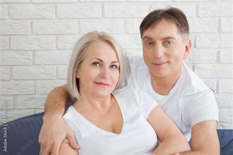 Sensual Mature Couple Together In Bed Happy Couple In Bedroom Enjoying Sensual Foreplay Stock