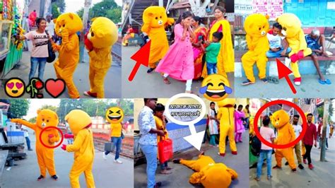 Too Teddy Bear Bakchodi In Public Place With Cute Girl😍funny Prank😂