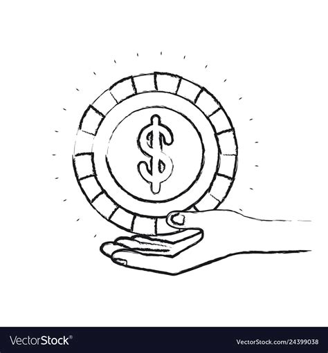 Blurred silhouette hand palm giving a coin Vector Image