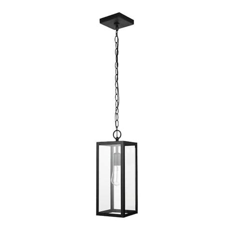 Globe Electric Bowery 1 Light Matte Black Outdoorindoor Pendant Light With Clear Glass Shade