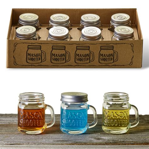 MASON JAR SHOT GLASSES WITH HANDLES 8 PACK