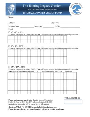 Fillable Online Paver Order Form Doc Fax Email Print Pdffiller