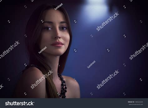 Beautiful Woman Posing Naked Front Blue Stock Photo 146522225 Shutterstock