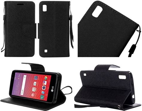 Amazon For Lg X Power Case Magnetic Clasp Leather Flip Jacket