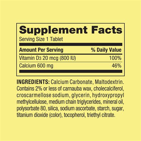 Spring Valley Calcium Plus Vitamin D Tablets Dietary Supplement 600 Mg