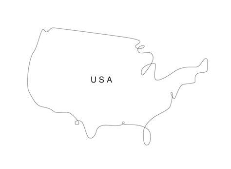 Premium Vector | United state of America Continuous line map. Line art USA map. vector ...