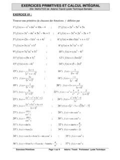 EXERCICES PRIMITIVES ET CALCUL INTÉGRAL exercices primitives et