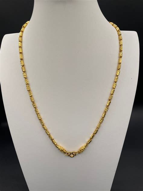 Solid 24k Thai Baht Gold Necklace Chain Etsy