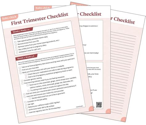 First Trimester of Pregnancy Checklist - BabyGM