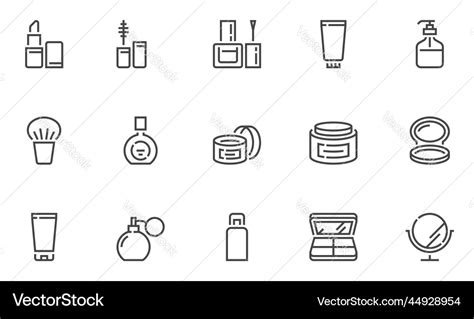 Cosmetics And Makeup Flat Line Icons Set Vector Image