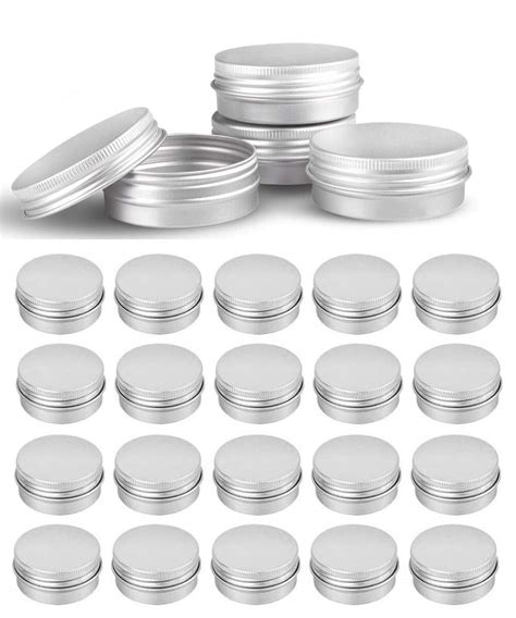 Buy Jm Capricorns 24 Pcs 30 Ml Silver Small Aluminum Round Lip Balm Tin Storage Jar Containers