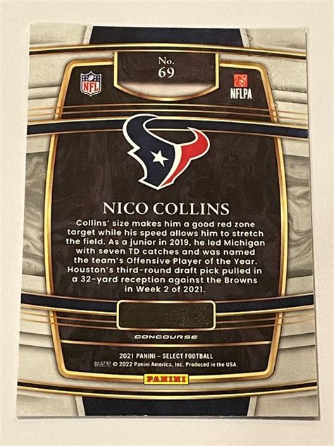 Panini Select Football Concourse Nico Collins Rc Houston