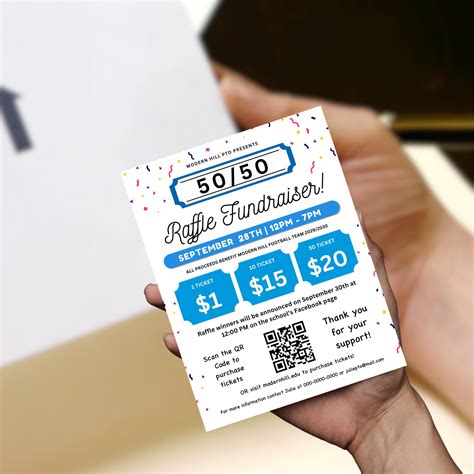 Editable 50/50 Raffle Ticket Fundraiser Flyer Template, Split the Pot
