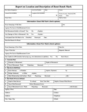 Fillable Online Ngs Noaa Report On Location And Description Of Reset