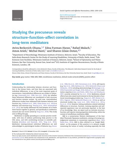 (PDF) Studying the precuneus reveals structure–function–affect ...