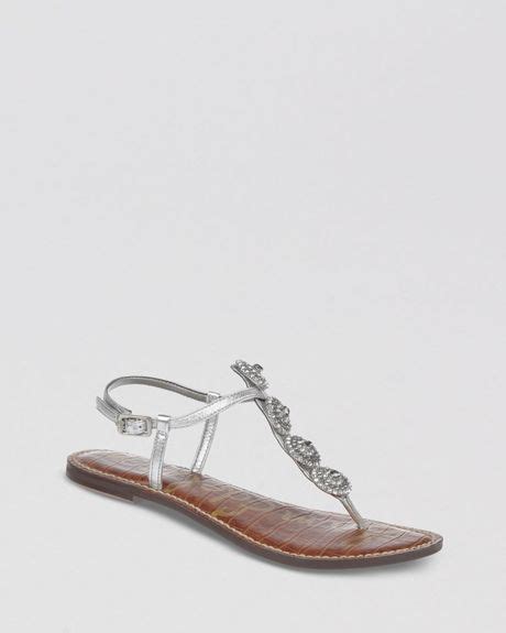 Sam Edelman Thong Sandals Galia Ornamented Flat In Silver Soft Silver