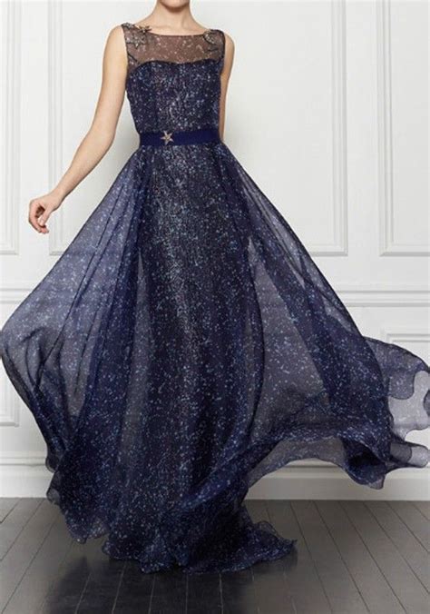 Dark Blue Galaxy Print Sleeveless Maxi Dress | Beautiful dresses ...