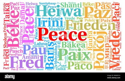 Peace Word Cloud In Different Languages Stock Photo Alamy