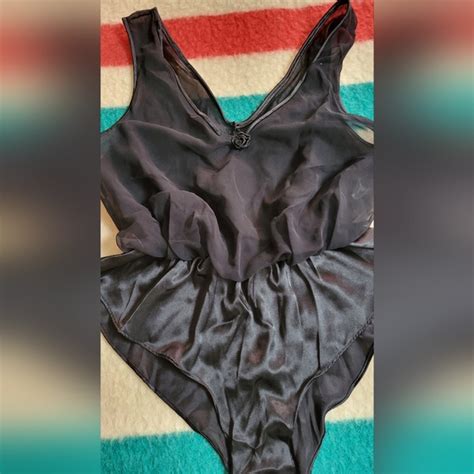 Tosca Intimates Sleepwear Vintage Black Tosca Lace Teddy Romper Lingerie Pinup Boudoir