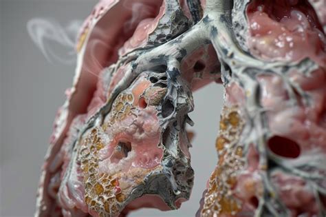 Detailed Cross Section Of Emphysemaaffected Lungs From Smoking For