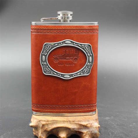 9oz Retro Stainless Steel Hip Flask Alcohol Whisky Flagon Stick Pu