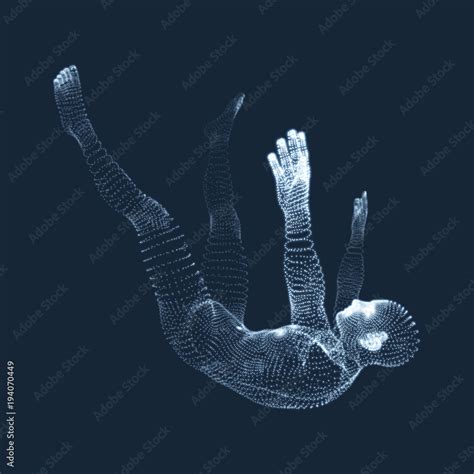 3d Man Slipping and Falling. Silhouette of a Man Fallen Down. 3D Model ...