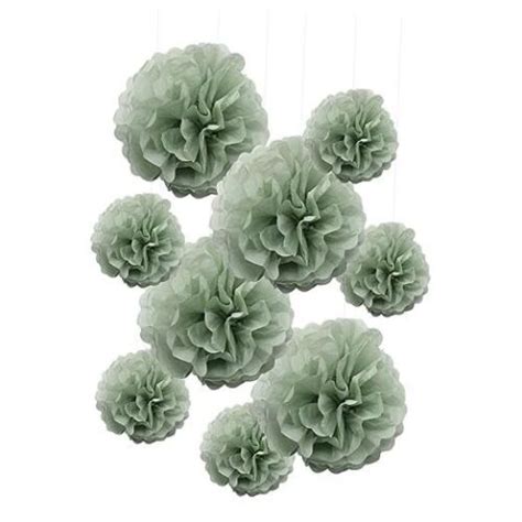 9pcs Dusty Sage Green Tissue Paper Pom Poms Flowers Wall Hanging Backdrop Ebay