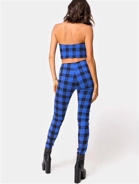 Jolim Tapered Trouser In Tartan Blue