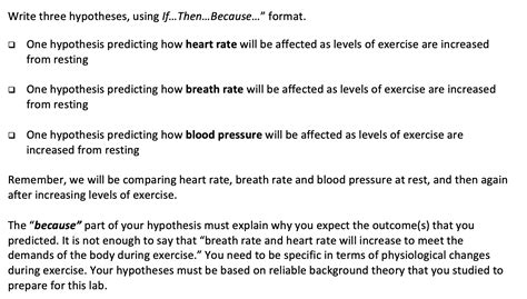 Solved Write Three Hypotheses Using If Then Because Chegg