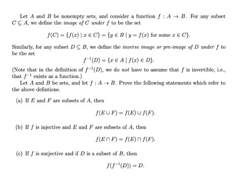 Solved B For Any Subset Let A And B Be Nonempty Sets And