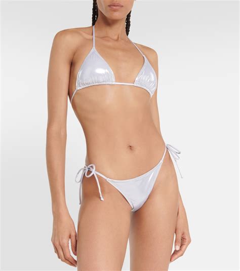 Love Triangle Lam Bikini Top In Silver Reina Olga Mytheresa