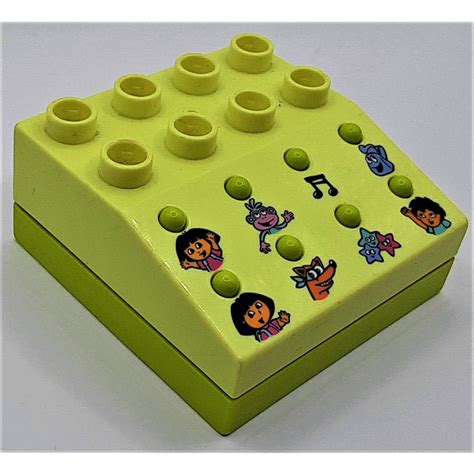 Duplo Light Lime Sound Brick 4 X 4 With Dora The Explorer Sounds 42104