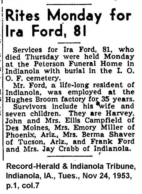 Ira Ford 1871 1953 Mémorial Find A Grave