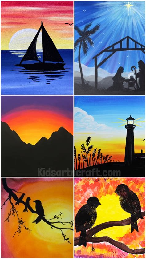 Easy Silhouette painting for beginners - Kids Art & Craft