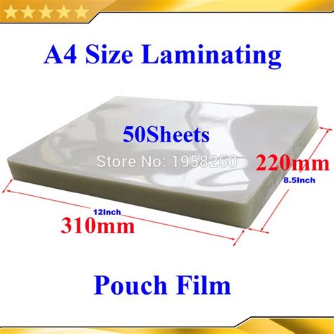 50Pcs 50mic 2mil A4 Size 310x220mm PVC Clear Glossy 2Flap Laminating Pouch Film For Hot