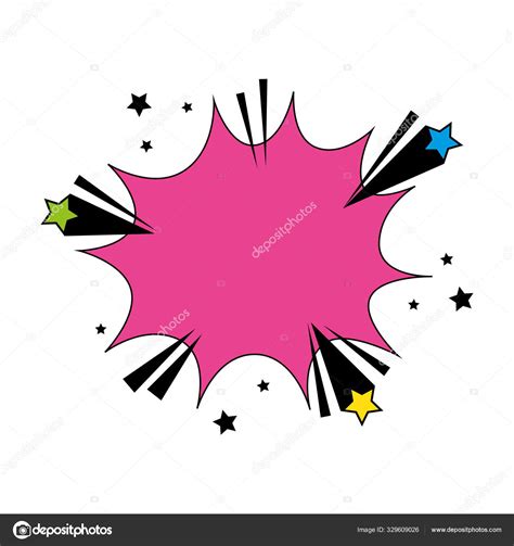 Explosion Pink Color With Stars Pop Art Style Icon Stock Vector By