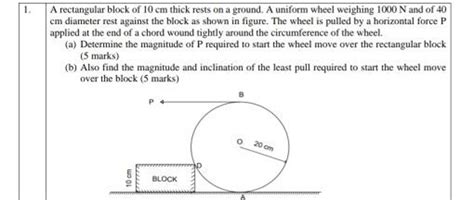 1 A Rectangular Block Of 10 Cm Thick Rests On A Ground A Uniform Wheel