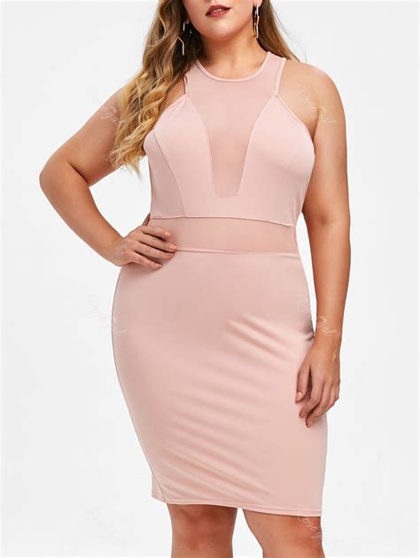 30 Off Rosegal Plus Size Mesh Insert Bodycon Dress Rosegal