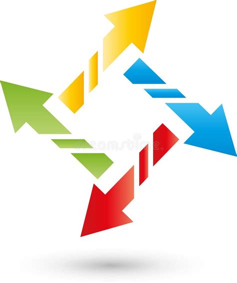 Four Arrows In Color Direction And Downloads Logo Stock Vector