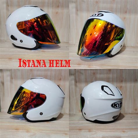 Jual Helm Kyt Kyoto R Solid White Visor Iridium Norisk Paket Ganteng