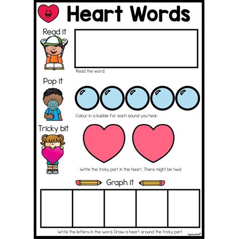 Heart Words Work Mats - Top Teacher